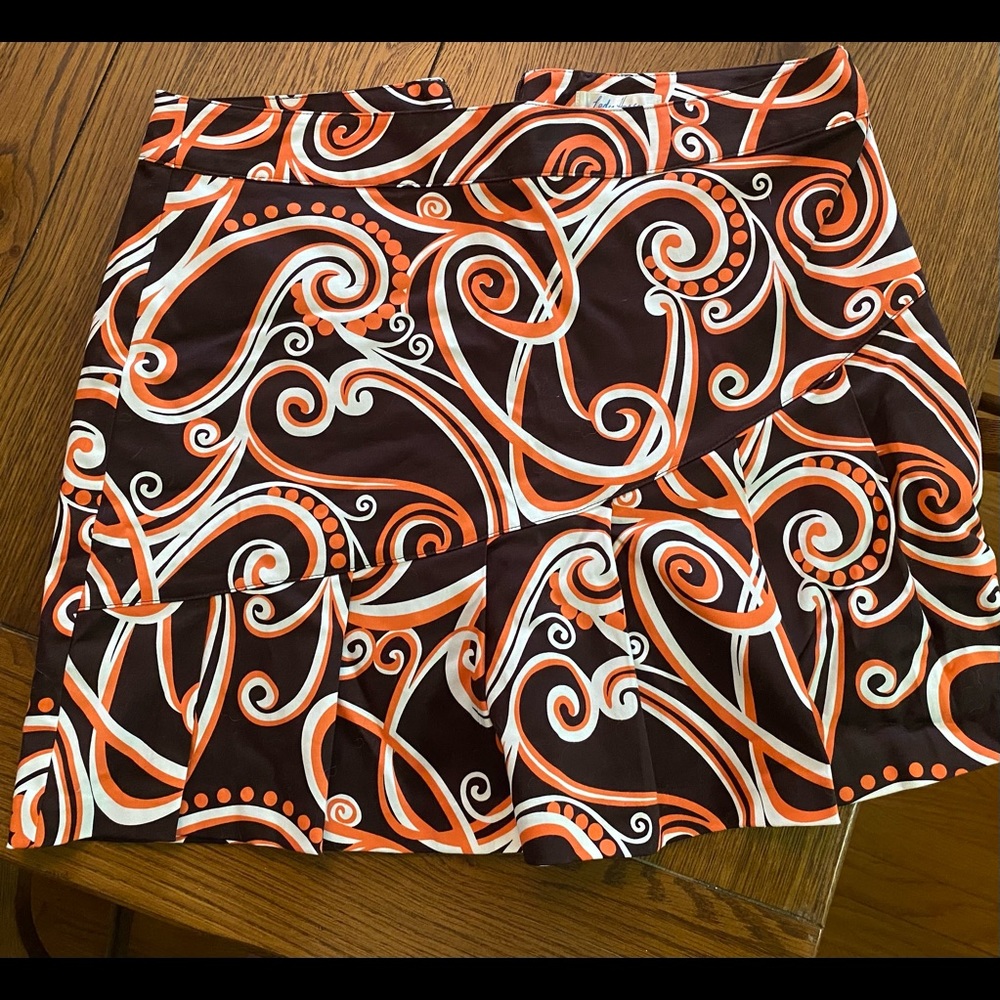 Lady Hagen Asymmetrical Brown / Orange Skort